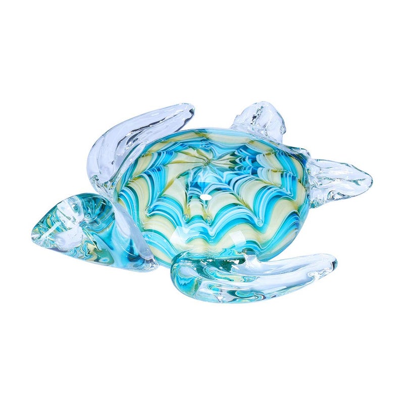 QFkris 6" Blown Glass Sea Turtle Figurine, Handmade Glass Sculpture for Valentines Day Gift, Home Decor, Birthdat Present - Image 1